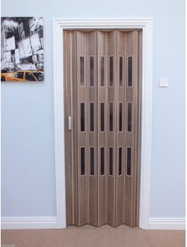 The Tango Folding Door 850mm Nutmeg  Wood Glass Effect